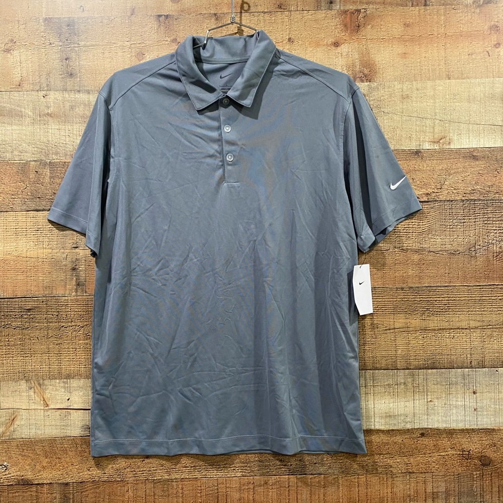 New With Tags Nike Mens Vertical Mesh Gray Golf Polo Size Large